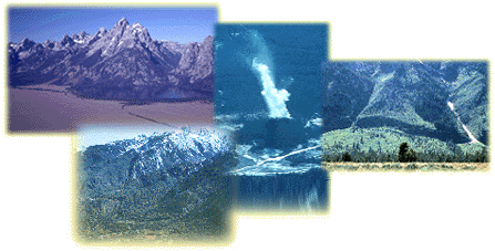 Teton Range, Wasatch Range & Fault, Steamboat Geyser, Teton Scarp